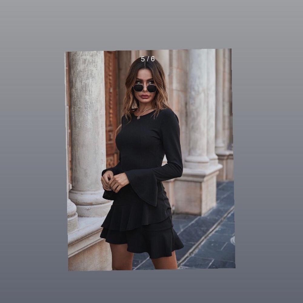 Black Ruffle Hem Dress